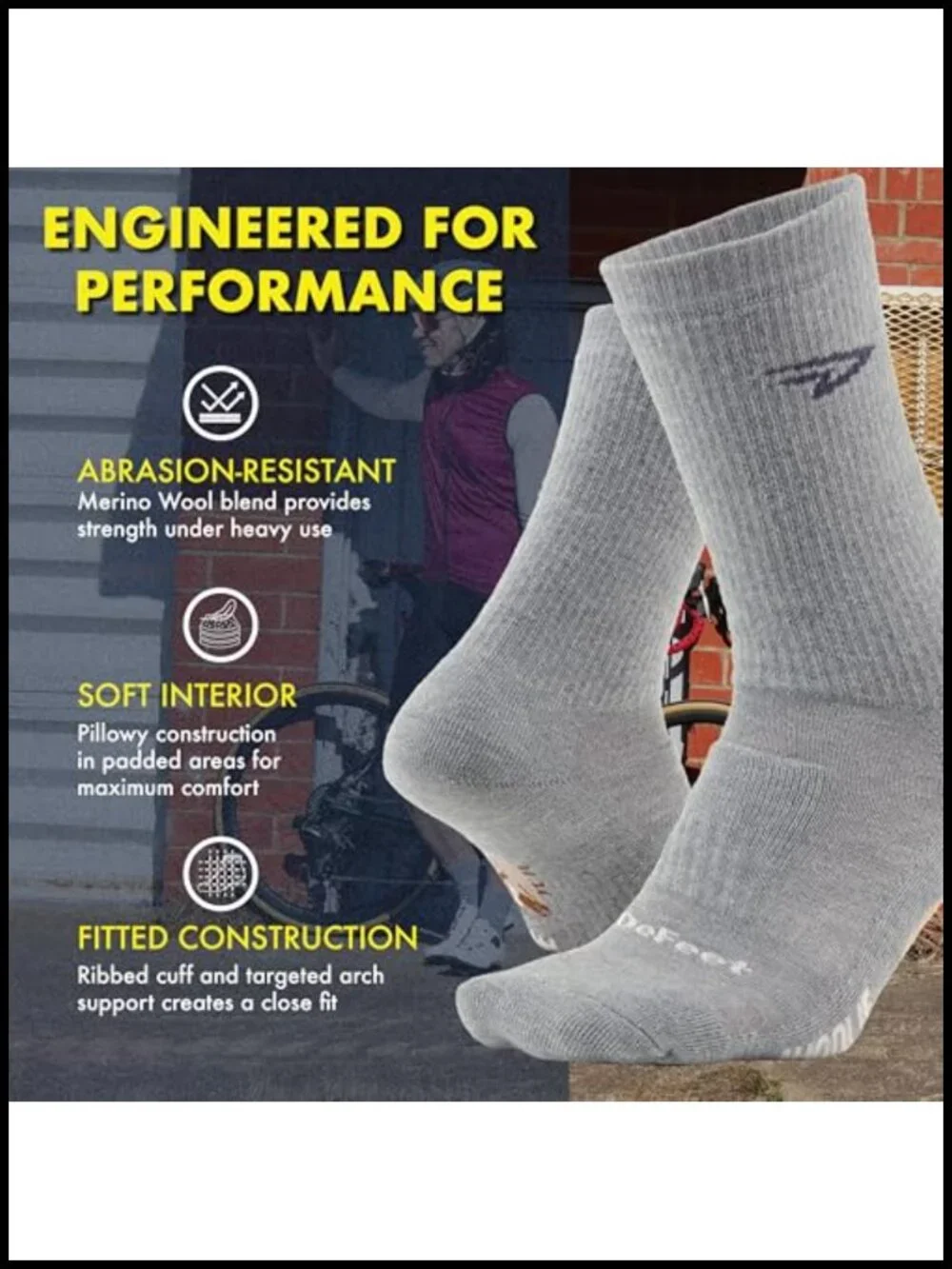 Merino Wool Cycling Socks for Men - Cushioned Running & Hiking Socks